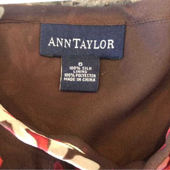 ANN TAYLOR Brown, Rose Pink Floral Silk Midi Skirt - Picture 3 of 11